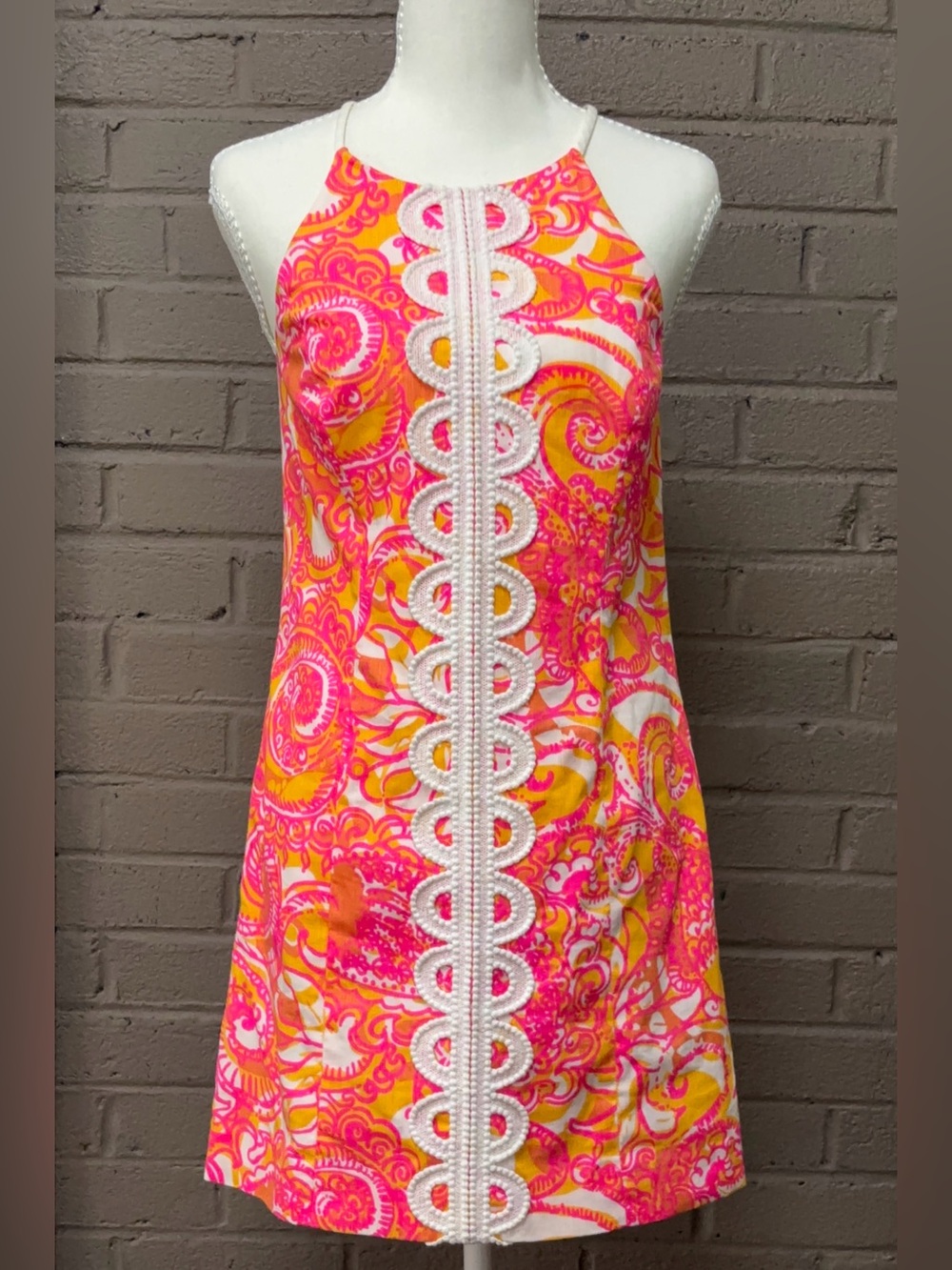 Lily Pulitzer Paisley embroidered front sleeveless dress 0